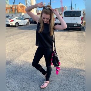 Gianni Bini Black & Faux Leather Leggings Size XS